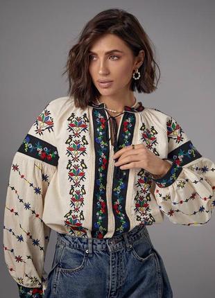 Накладний платіж ❤ турецька оверсайз блуза блузка вишиванка з рукавами ліхтариками