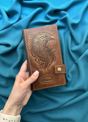 Коричневий шкіряний гаманець «орел»