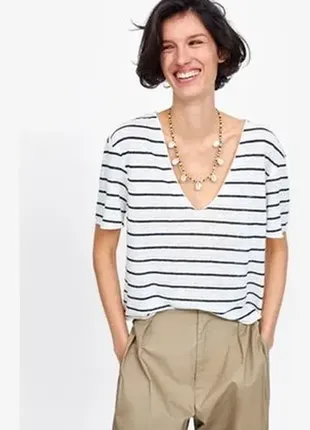 100% лён!!! фирменная льняная тельняшка оверсайз натуральный zara6 фото