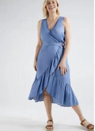 Джинсовое платье на запах 20/54-56 размер