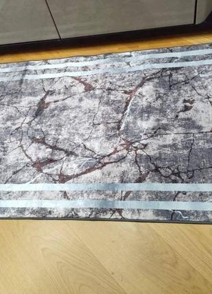 Мармуровий килимок приліжковий 80х160 см на прорезиненій основі бархат