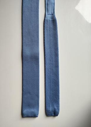 Чоловіча квадратна в'язана блакитна краватка галстук