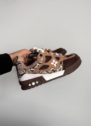 Женские кроссовки louis vuitton skate sneaker brown snakeskin