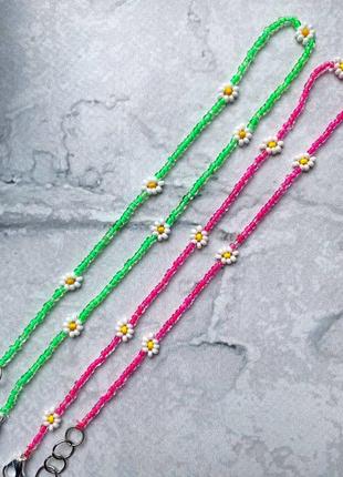 Білий чокер вишеньки вишні з бісеру чекер прозорий червоні намисто прикраса тренд топ 2024