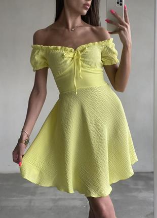 Муслиновое тонкое легкое летнее платье🍋2 фото