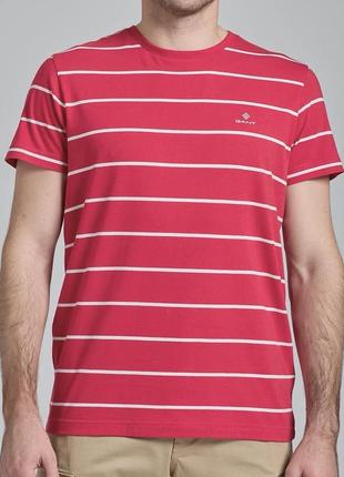 Крута футболка gant breton stripe regular fit t-shirt pink/blue1 фото