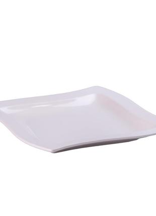 Тарелка плоская квадратная из фарфора 21 см белая обеденная тарелка