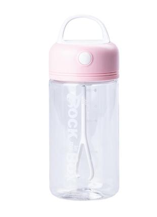 Пляшка для води із шейкером на батарейках 380 мл із ручкою прозора рожевий