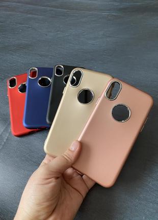 Чехол на iphone x/xs силикон розовый, черный, красный, синий, золотой