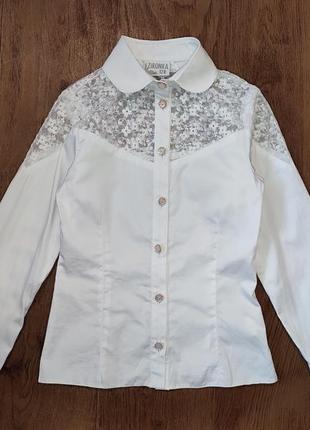 Шкільна блузка з мереживом zironka 128см