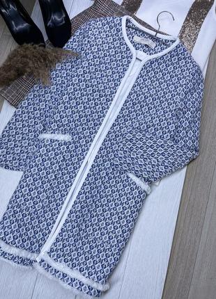 Твидовый жакет zara xs s пиджак удлинённый длинный жакет с бахромой