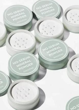 Акція!!! безбарвна матуюча мінеральна пудра розсипчаста innisfree no sebum mineral powder корея 5г