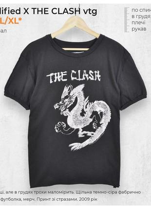 The clash x amplified l/xl* / темно серая винтажная футболка мерч с принтом рок группы