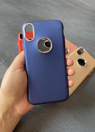 Чехол на iphone x/xs силикон розовый, черный, красный, синий, золотой3 фото