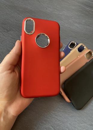 Чехол на iphone x/xs силикон розовый, черный, красный, синий, золотой7 фото