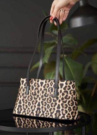 Леопардовая сумка с длинными ручками