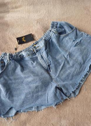 Шорти джинсові жіночі короткі сині  шорти "мом" 6xl шорты батал шорты великого розміру