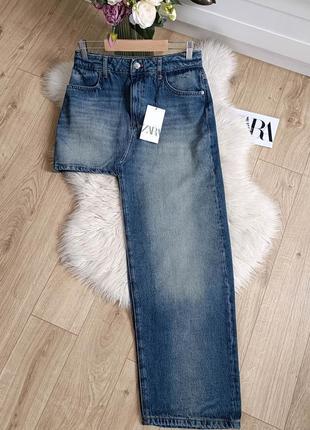 Асимметричная джинсовая юбка z1975 от zara, размер s, м