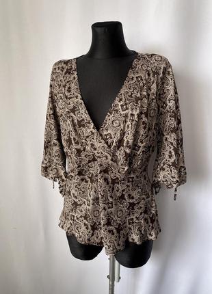 Laura ashely блуза коричнева візерунок пейслі вінтаж