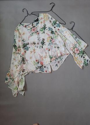 Шифоновая воздушная женская блуза цветочный принт №712