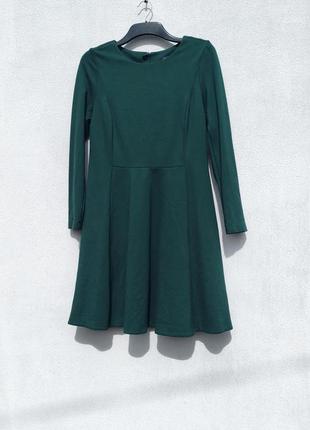Массивное тёплое тёмно зелёное миди платье marks & spencer