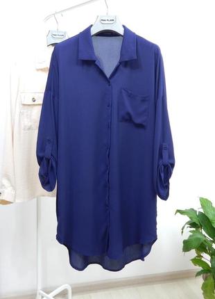 Подовжена довга сорочка блуза легка туніка на літо літня сток бренд