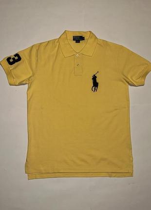 Поло, тенниска, батник polo ralph lauren yellow cotton pique custom fit polo t-shirt vintage