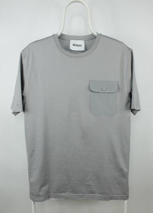 Шикарная стильная футболка marai mercerised pique nylon pocket t-shirt grey