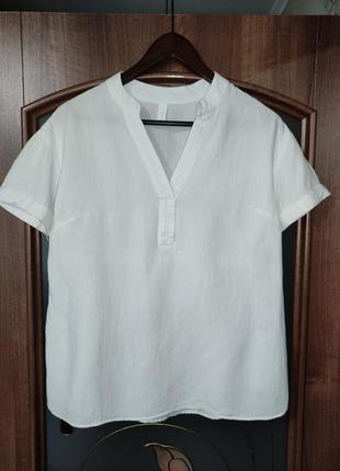 Белоснежная льняная рубашка / блузка / распашонка h&amp;m (лён, вискоза)