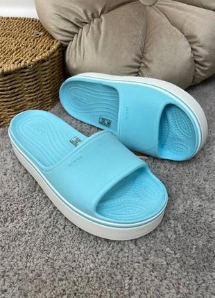 Crocs crocband platform slide ice стильные шлепанцы крокс на платформе