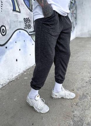 Мужские стильные спортивные штаны трехнитка на резинке графитовые