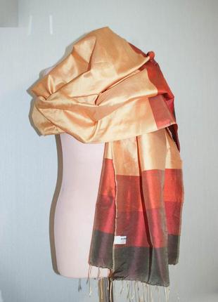 Великий шовковий шарф хустка з натурального шовку довгий прямокутний палантин