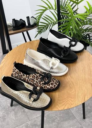 Лофери viva, срібло, натуральна шкіра з перфорацією