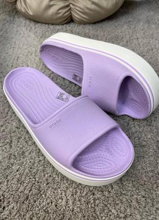 Crocs crocband platform slide lavender жіночі крокси шльопанці на пларформі