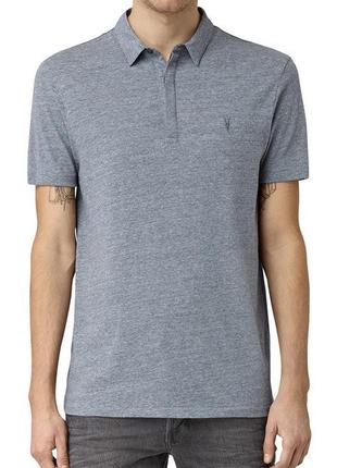 Стильное брендовое поло футболка allsaints tonic panel polo shirt gray