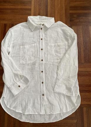 Новая белая муслиновая рубашка h&amp;m 38 m швеция 🇸🇪