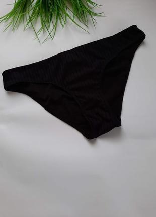 Черные женские плавки бикини в рубчик низ купальника