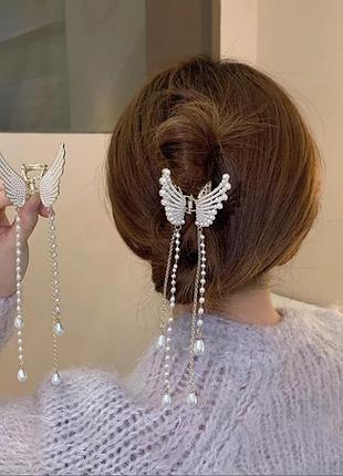 Золотая заколка с бриллиантами металлик заколка бриллианты заколка для волос