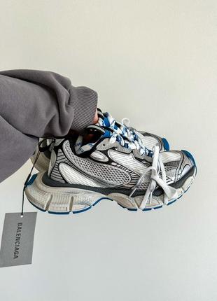 Шикарные женские и мужские кроссовки в стиле balenciaga 3xl silver blue серебристые с синим