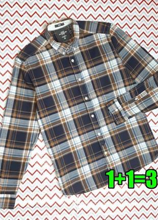 😉1+1=3 фирменная хлопковая мужская рубашка в клетку h&amp;m, размер 46 - 48
