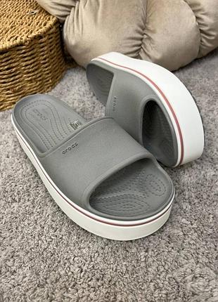 Crocs crocband platform slide grey крокси шьопанці на платформі