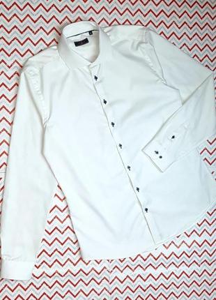 😉1+1=3 фирменная качественная белая мужская рубашка luc brevet, размер 48 - 50