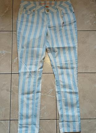 Полосатые стрейчевые джинсы m/l 12/40 denim co primark полоска