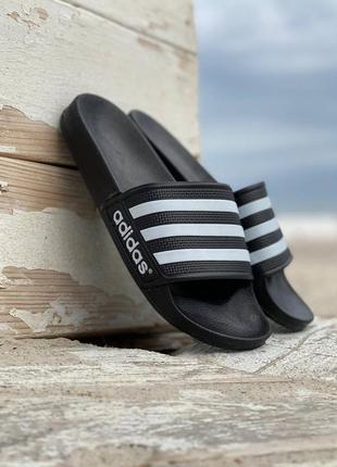 Мужские шлепанцы adidas black white <unk> smb