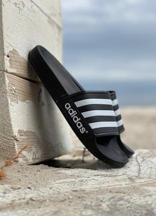 Мужские шлепанцы adidas black white <unk> smb2 фото