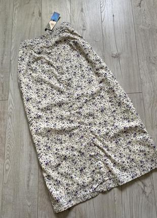 Красивая юбка длинная коттон принт цветы хл 14