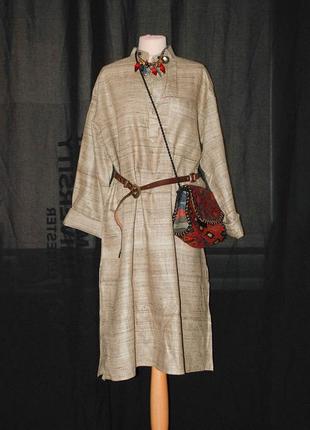 Батал платье  свободная туника в восточном стиле натуральное рубашка удлиненная туникой с длиннным