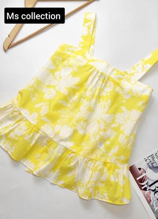 Женская майка желтого цвета в цветочный принт белого цвета от бренда ms collection s