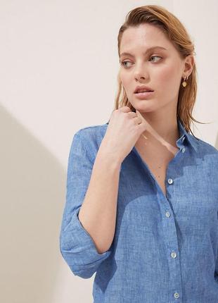 Marks& spencer m&s m&s collection актуальна базова лляна  кежуал сорочка рубашка блуза блузка льон лен pure linen