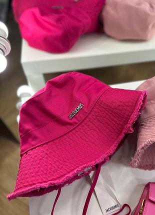 Панама шляпа в стиле jacquemus летняя/пляжная люкс качество розовая/черная/голубая